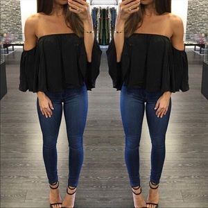 Black off the shoulder top